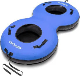 GoSports Heavy Duty 2 Person Winter Snow Tube with Premium Canvas Cover - Choose America, Blue, Red or Retro