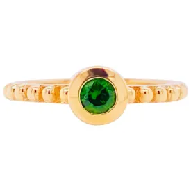 Green Diopside 14 Karat Gold Stackable Solitaire Ring
