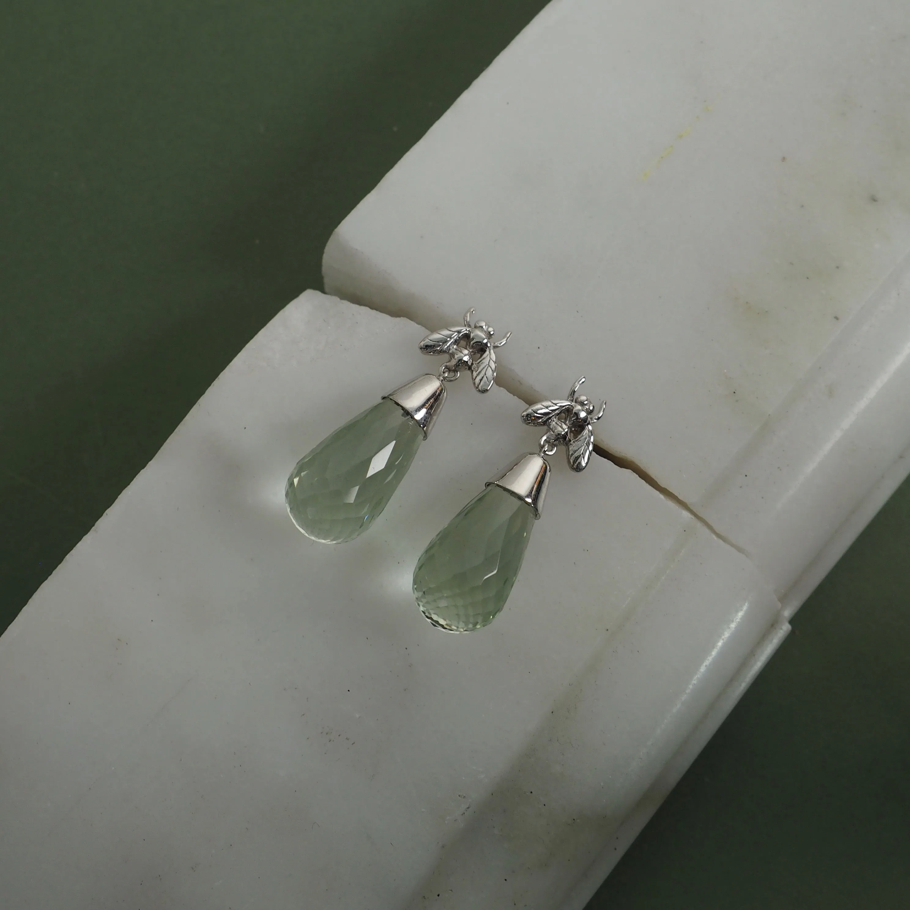 Green Quartz Briolette Little Fly Earrings by Yasmin Everley