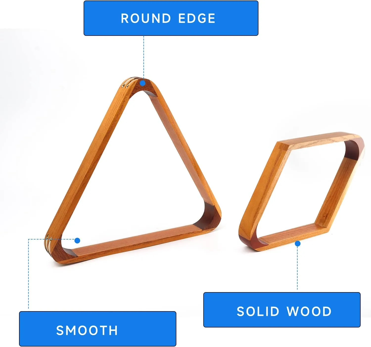GSE Games & Sports Expert Solid Wood Billiard 8-Ball Triangle / 9-Ball Diamond Pool Ball Racks for 2-1/4" Pool Balls, Pool Table Accessories