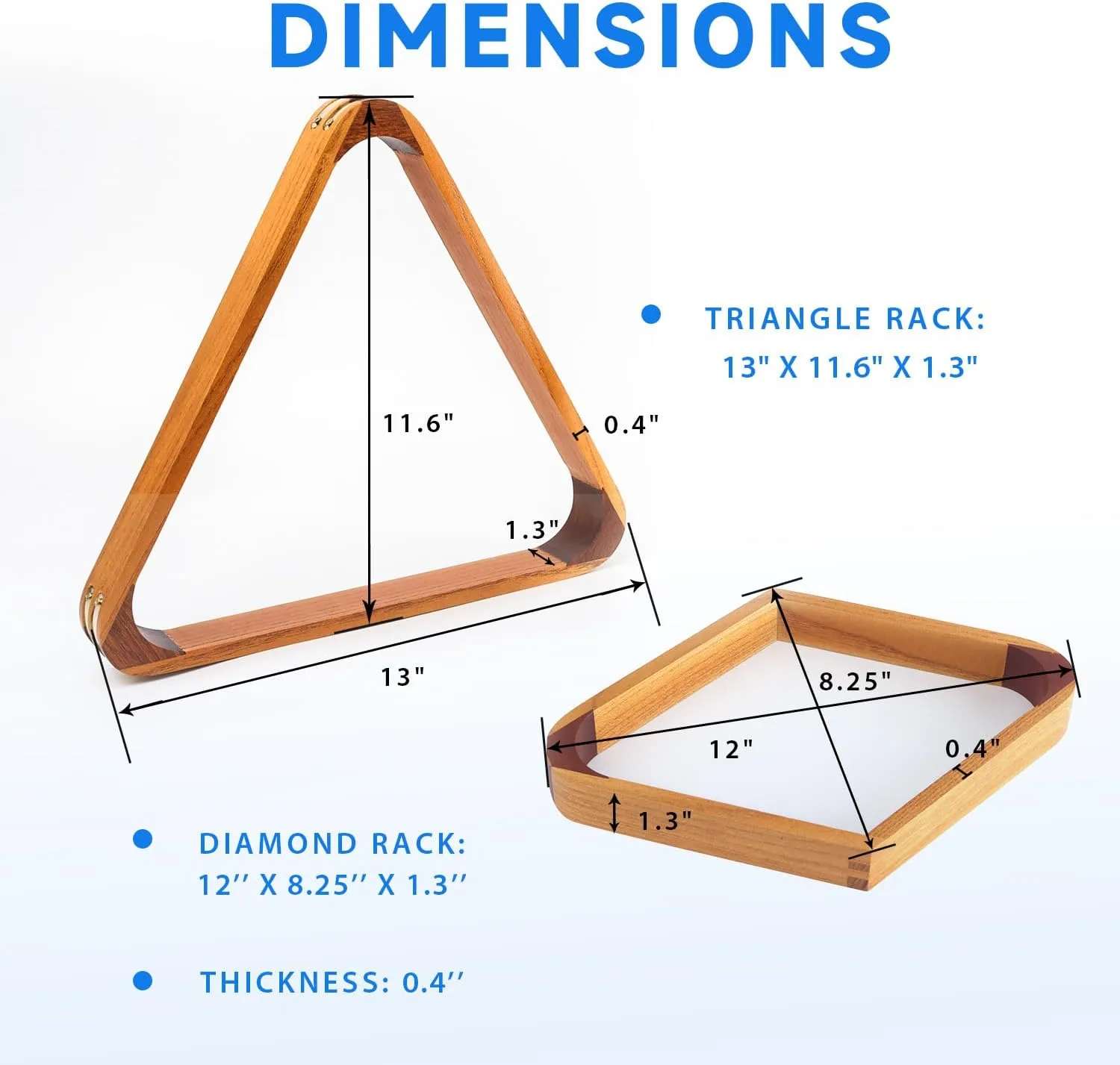 GSE Games & Sports Expert Solid Wood Billiard 8-Ball Triangle / 9-Ball Diamond Pool Ball Racks for 2-1/4" Pool Balls, Pool Table Accessories