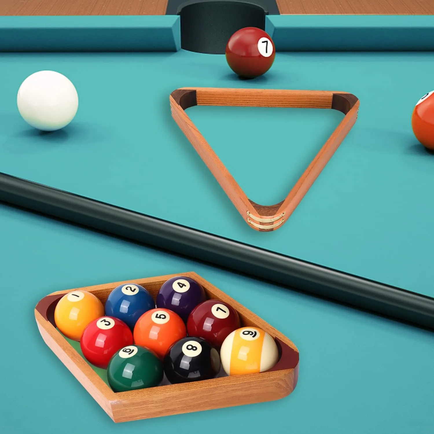GSE Games & Sports Expert Solid Wood Billiard 8-Ball Triangle / 9-Ball Diamond Pool Ball Racks for 2-1/4" Pool Balls, Pool Table Accessories