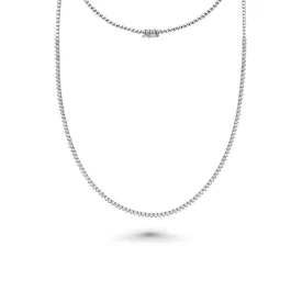 HalfWay Diamond Tennis Necklace ( 3.50 ct.) 2 mm 3-Prongs Setting in 14K Gold