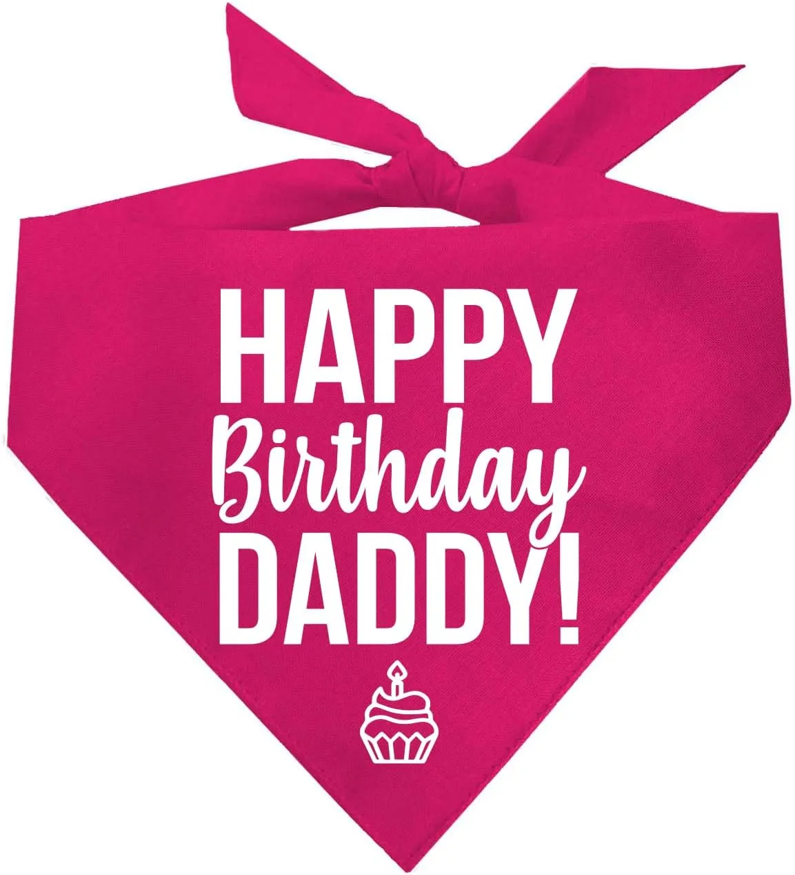 Happy Birthday Daddy! Dog Bandana | 100% Cotton Adjustable Triangle | Made in USA | Birthday Pawty | Party Theme | Celebration Photo Shoot Prop | Mom Dad | Hot Pink, One Size (170)
