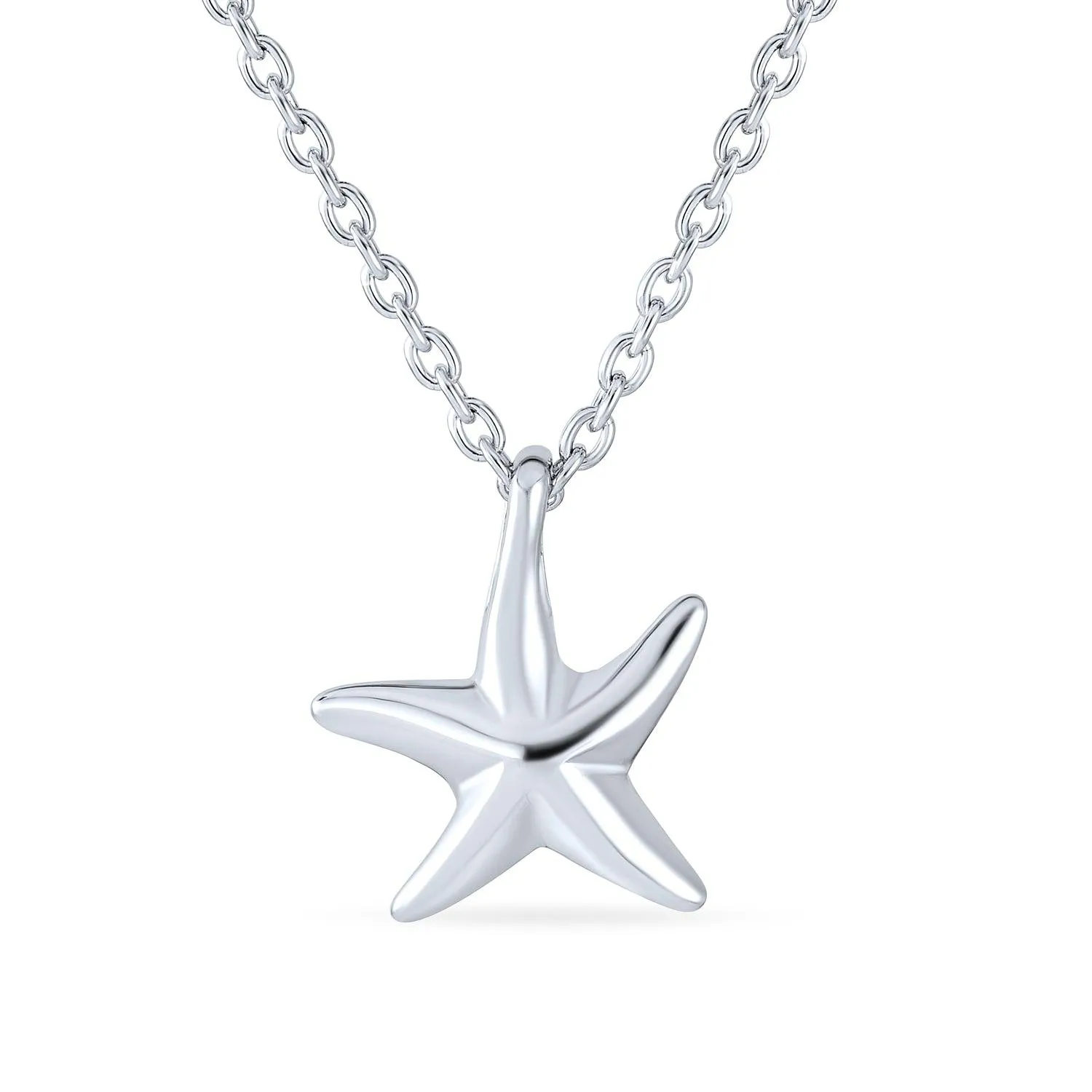 Hawaii Nautical Starfish Pendant Necklace Ear Cuff Drop Stud Earrings Silver