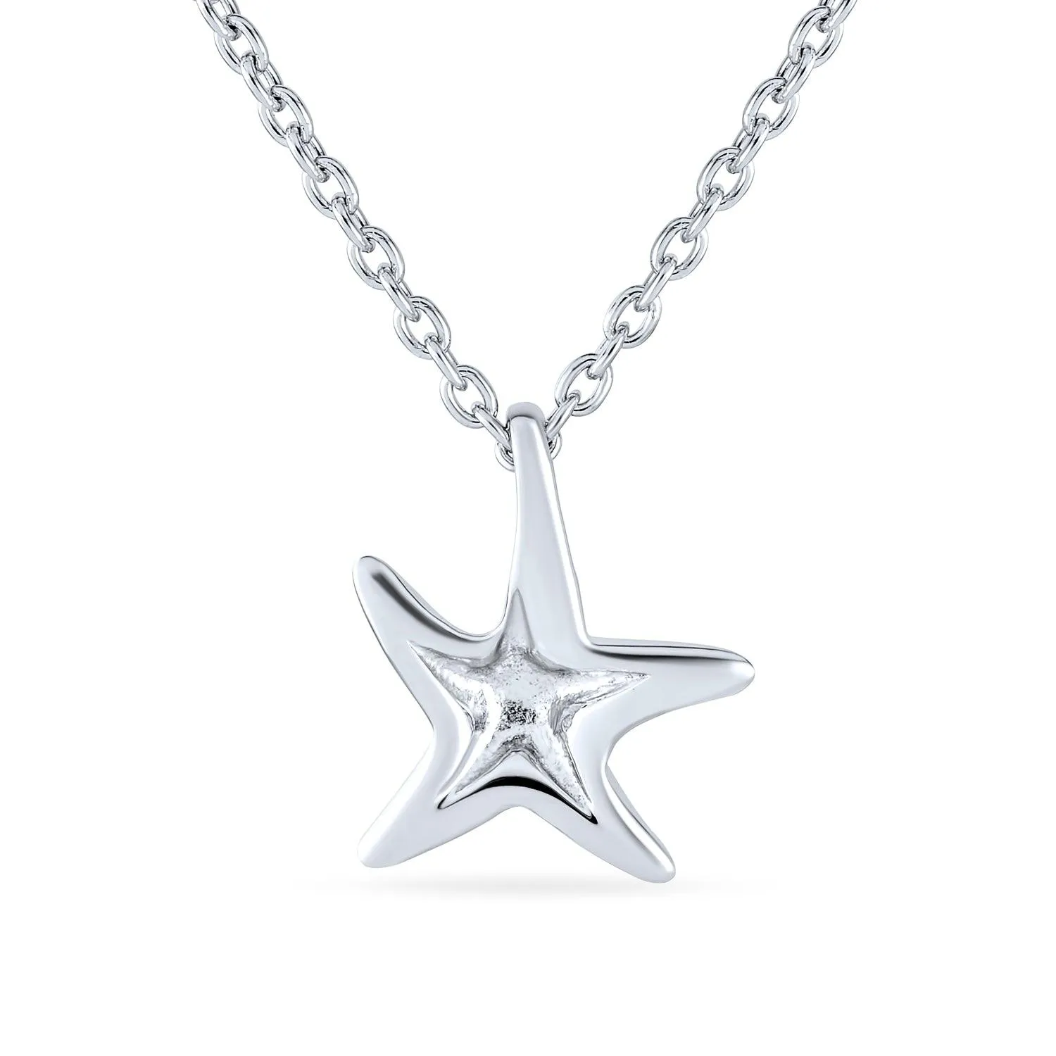 Hawaii Nautical Starfish Pendant Necklace Ear Cuff Drop Stud Earrings Silver