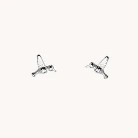 Humming Bird Silver Stud Earrings