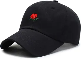 IMIKE Rose Baseball Cap Adjustable Plain Cotton Rose Embroidere Dad Hat for Women Men