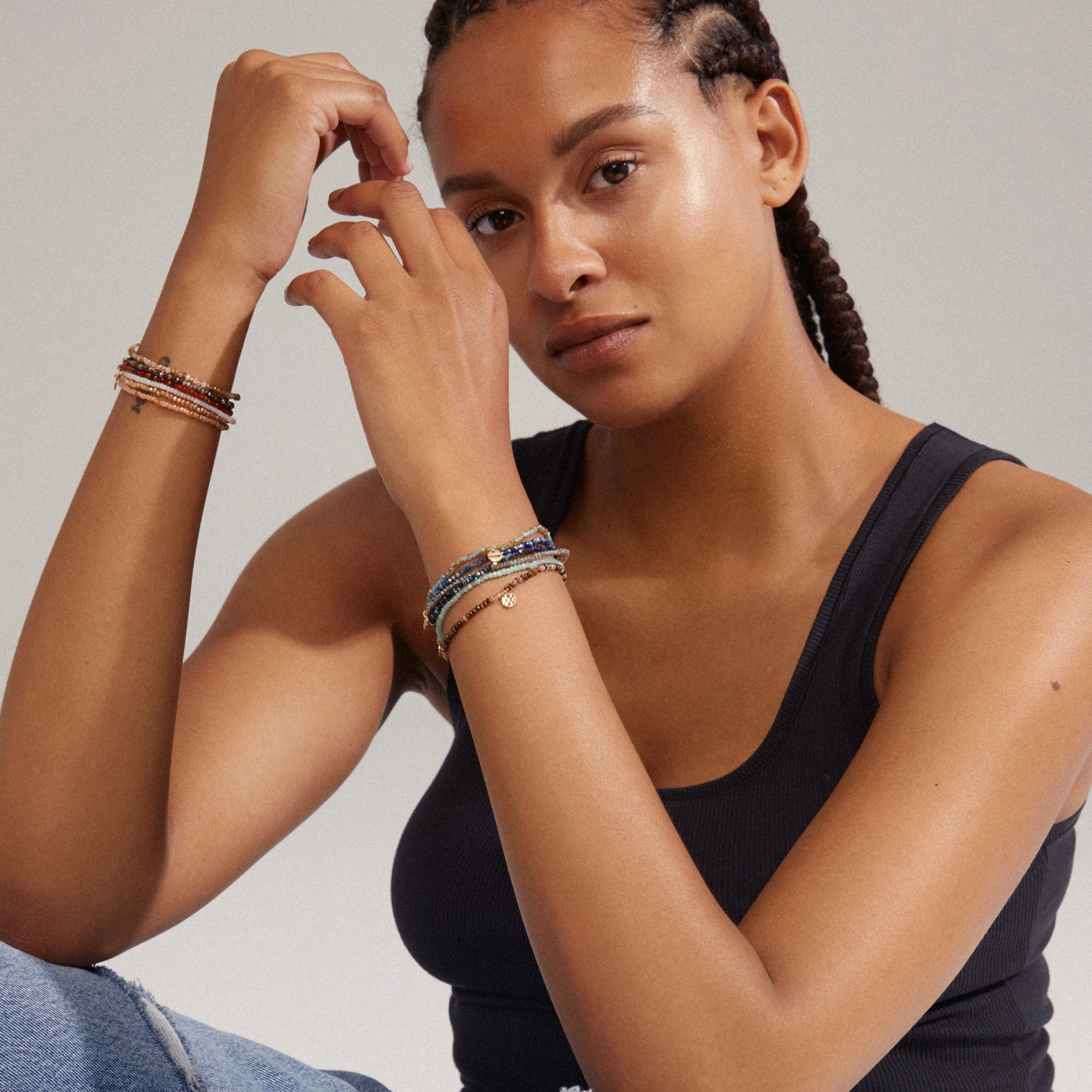 INDIE bracelet brown, gold-plated