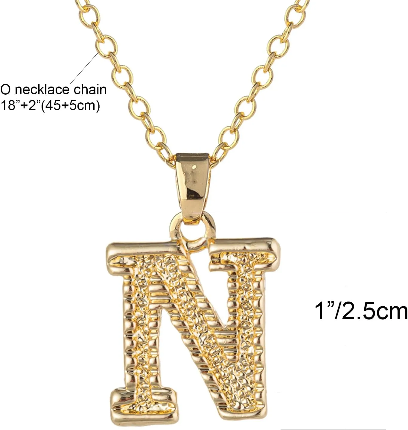 Initial Necklace for Women Men 14K Gold Plated 26 Letters Name Pendant Necklace