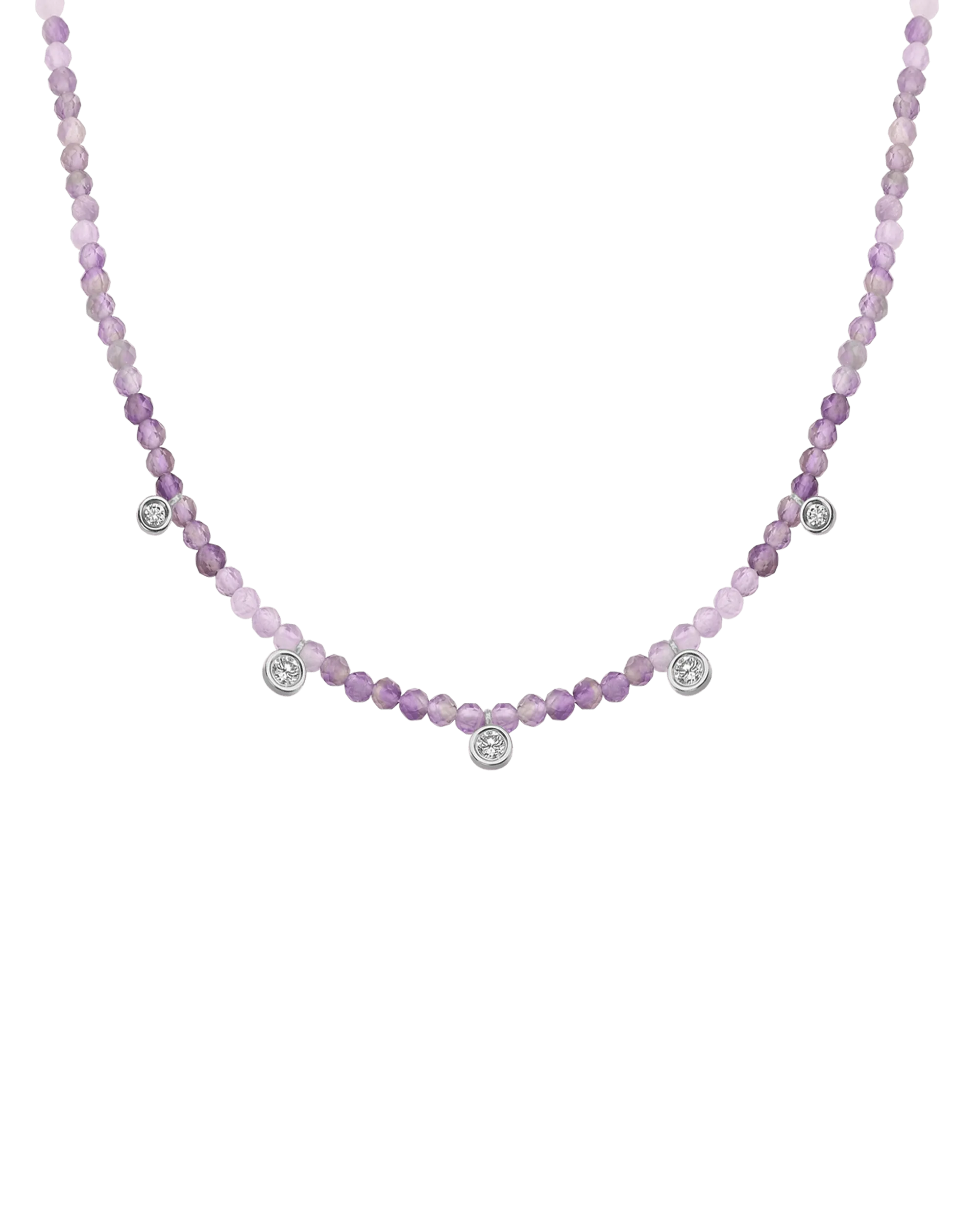 Jade Gemstone & Five diamonds Necklace - 14K Yellow Gold