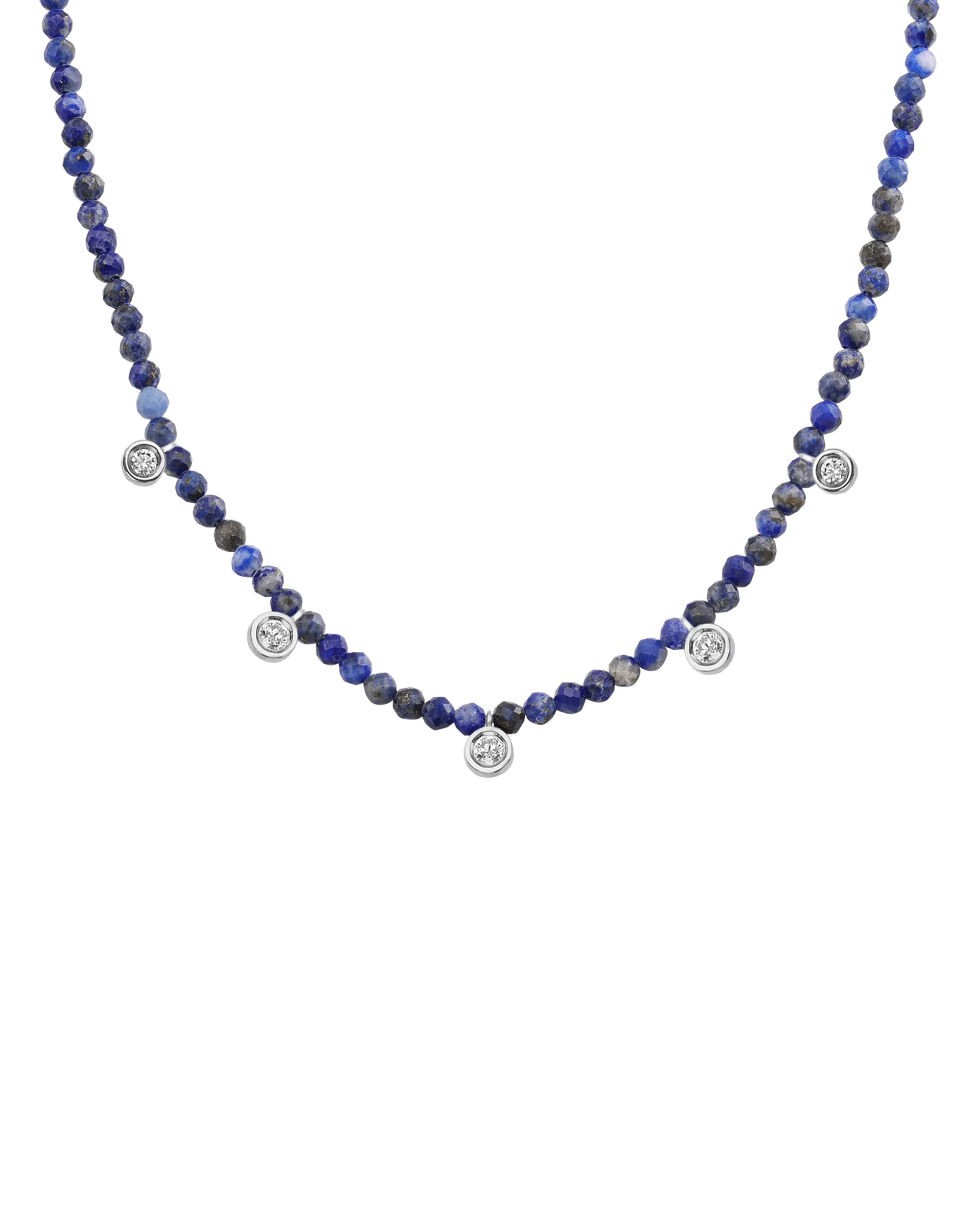 Jade Gemstone & Five diamonds Necklace - 14K Yellow Gold
