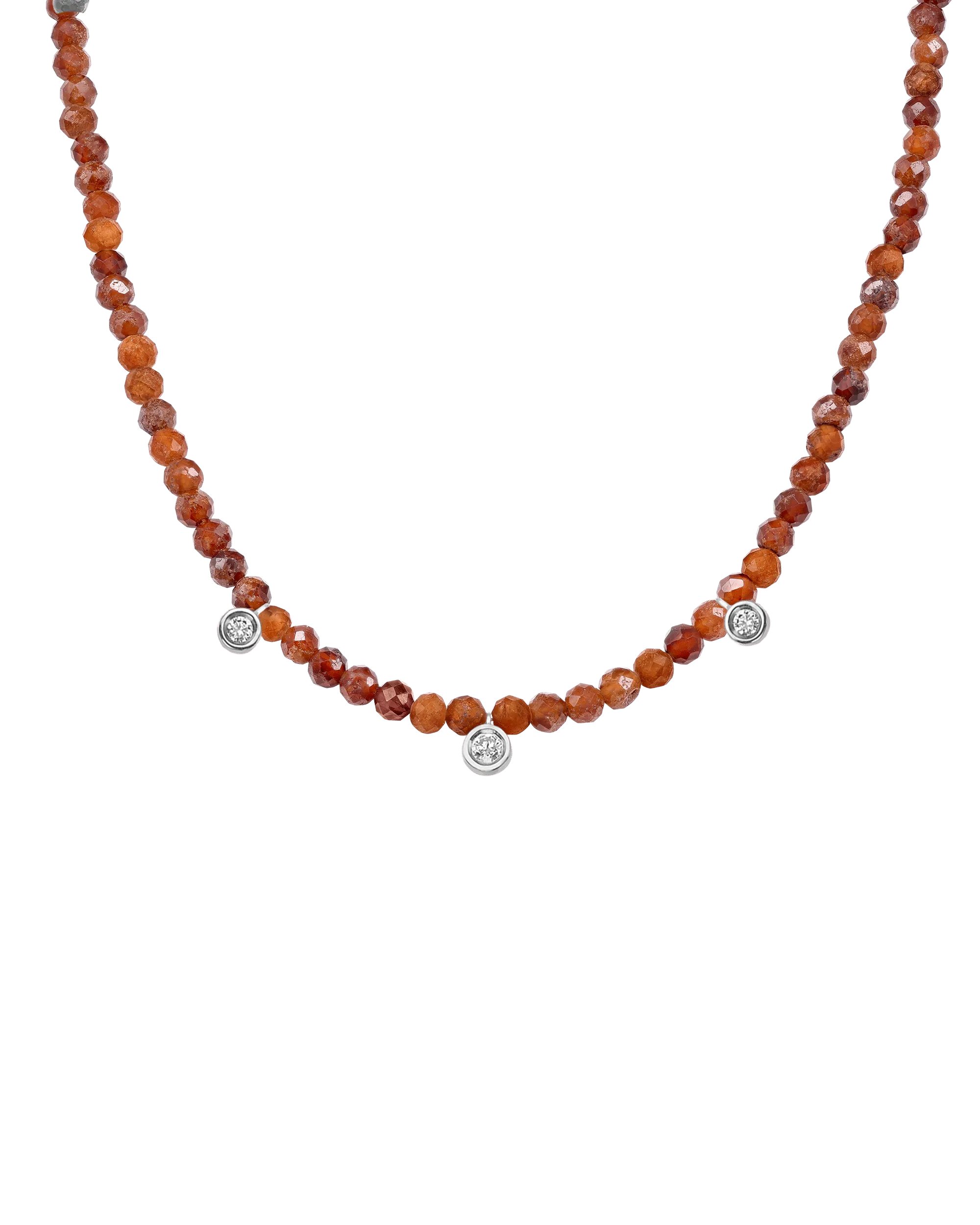 Jade Gemstone & Three diamonds Necklace - 14K Rose Gold