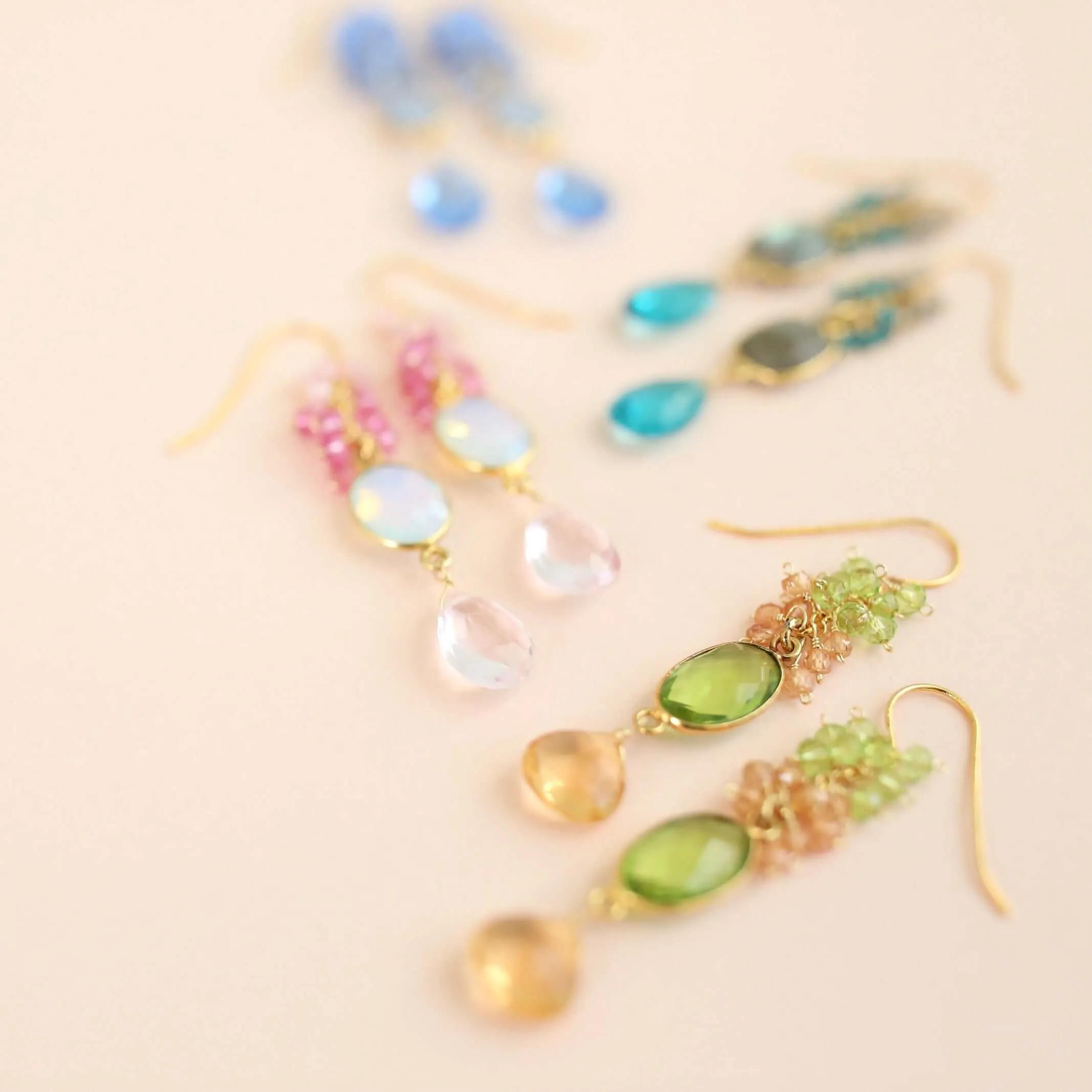 Labradorite Bezel Cluster Earrings