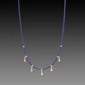 Lapis & Gold Drops Necklace