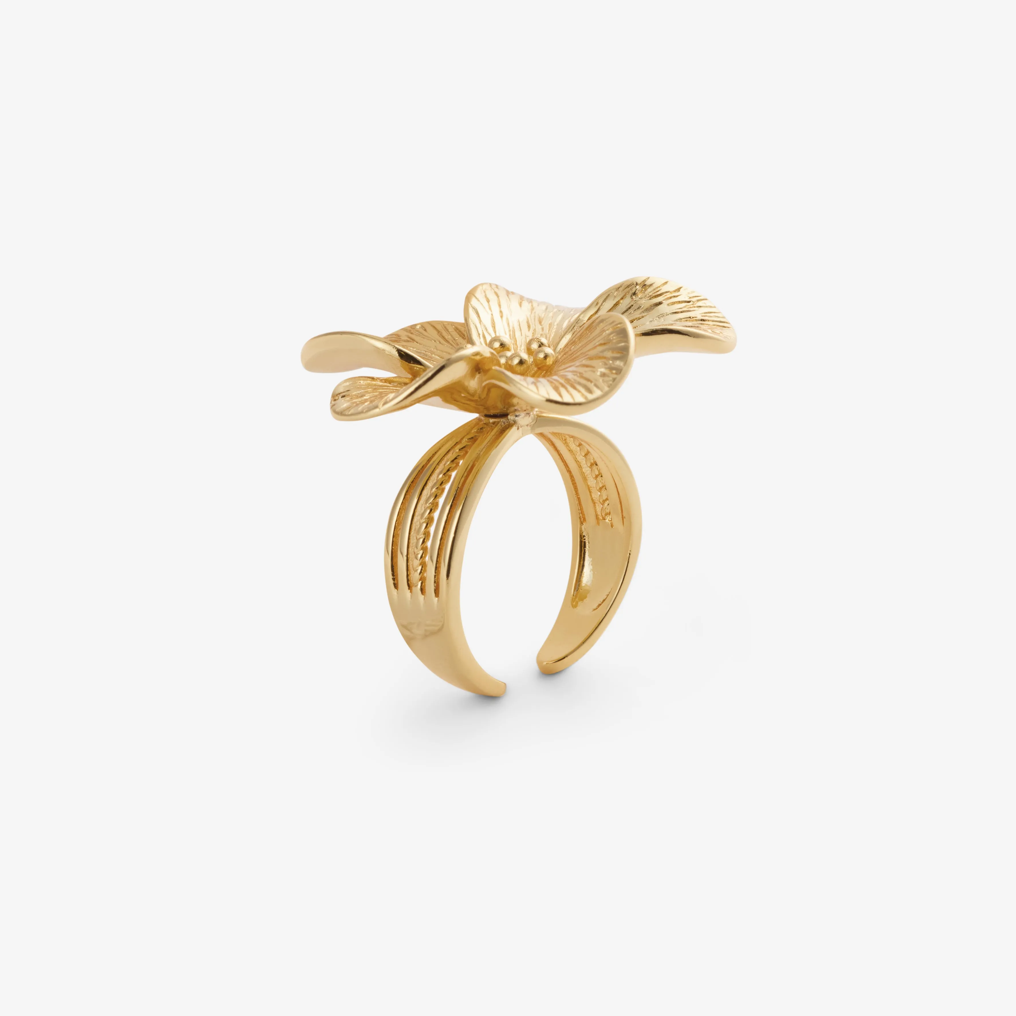 Large Gold Flower Ring - Elegant Floral Statement Jewelry