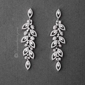 Leaf CZ Chandelier Earrings