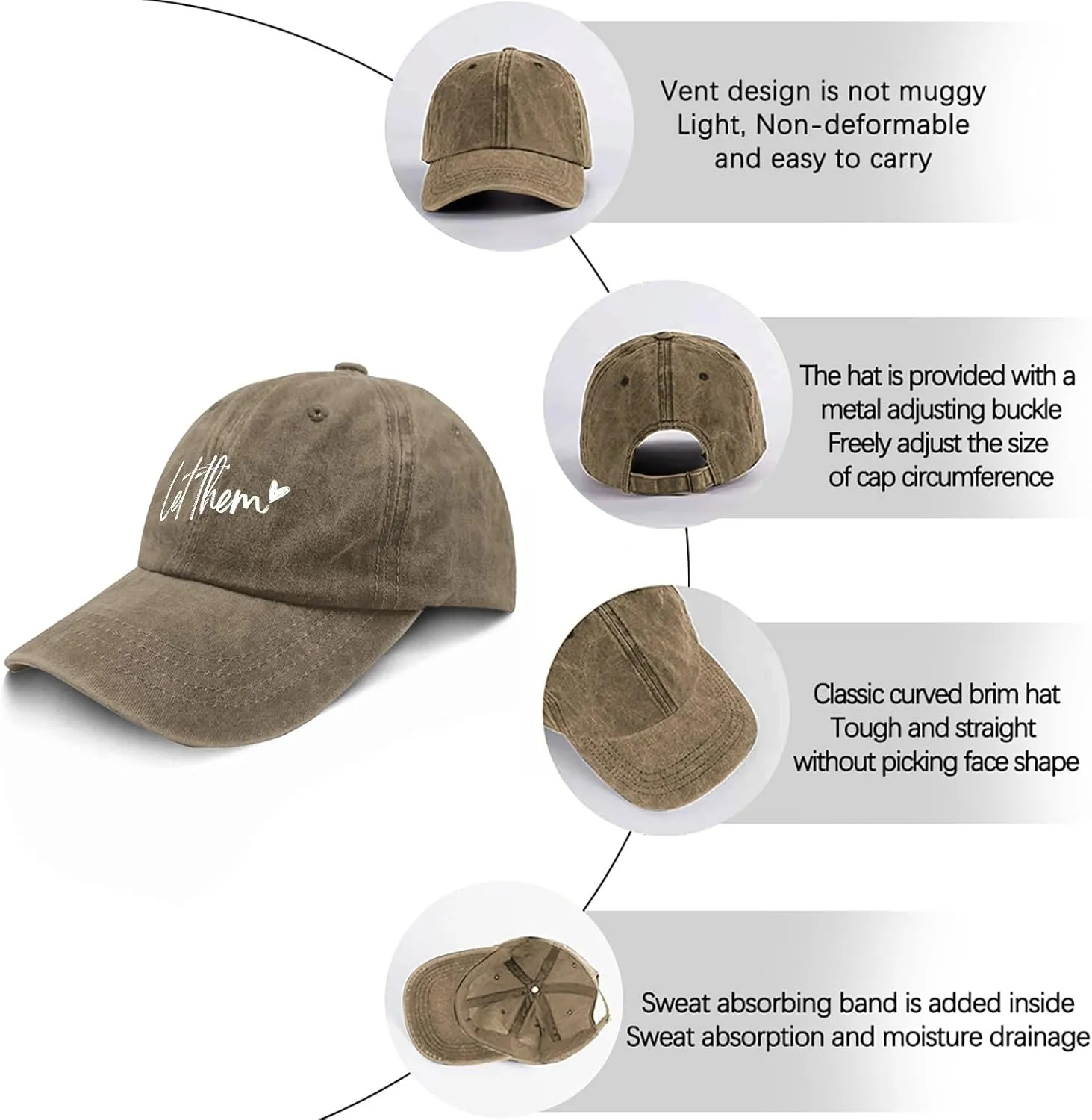 Let Them Funny Hat for Men Classic Washed Distressed Baseball Caps