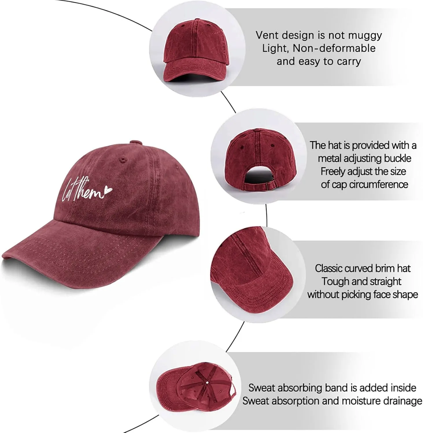 Let Them Funny Hat for Men Classic Washed Distressed Baseball Caps
