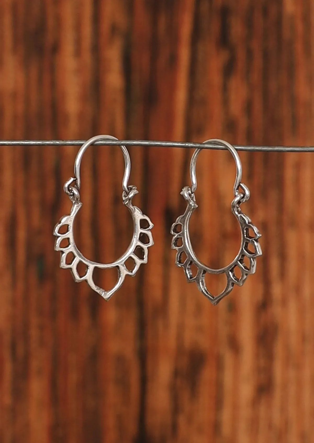 Lotus Silver Drop Earrings