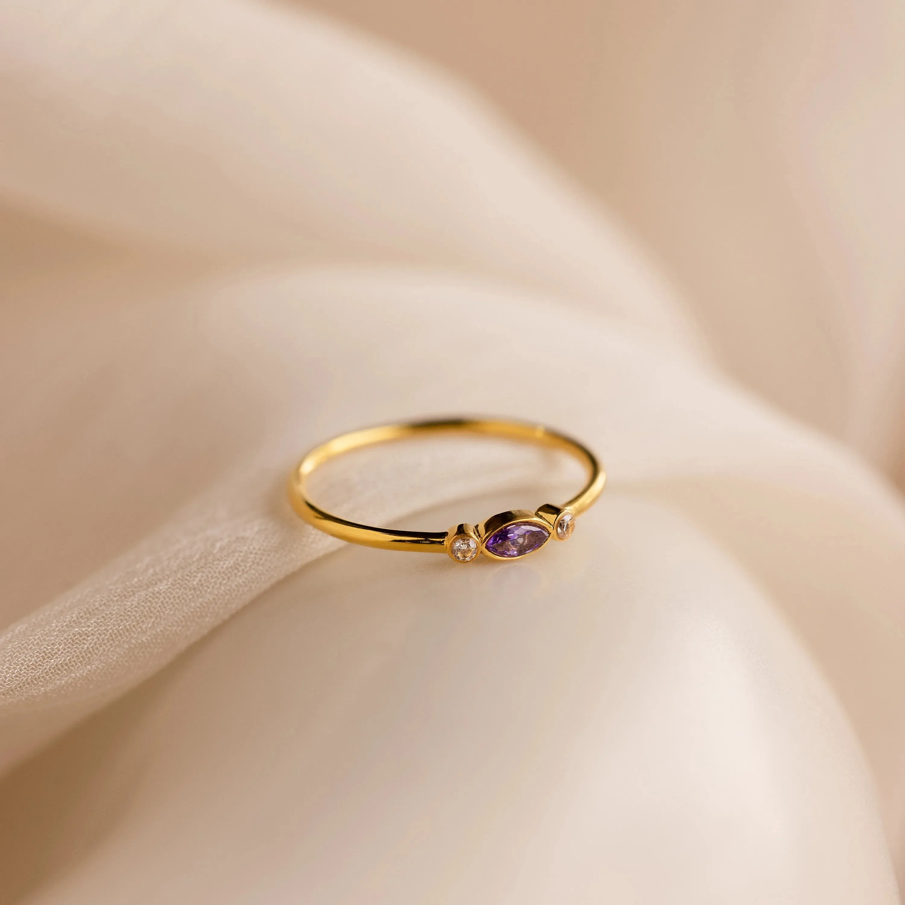 Marquise Bezel Birthstone Ring