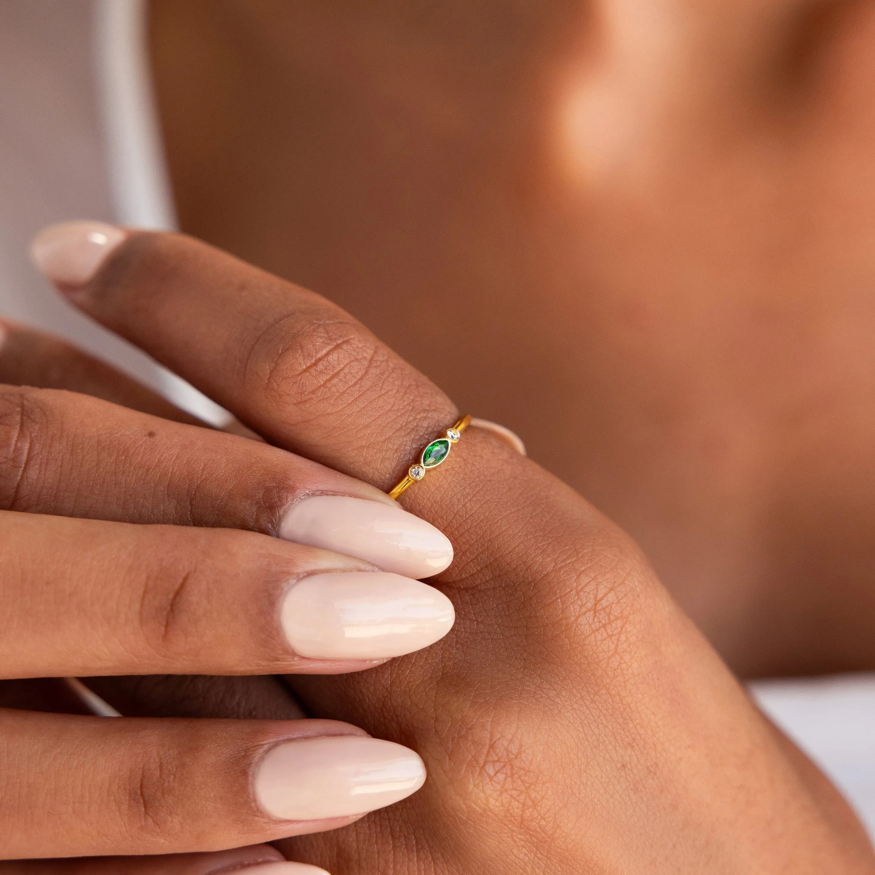 Marquise Bezel Birthstone Ring