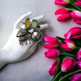 Meera Silver Lookalike Oxidised Finger Ring