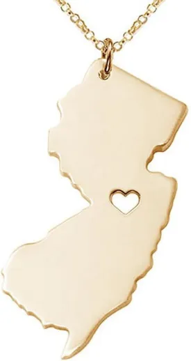 Meiligo 18K Gold Silver Country Map Charm Pendant New Jersey State Map Necklace Jewelry