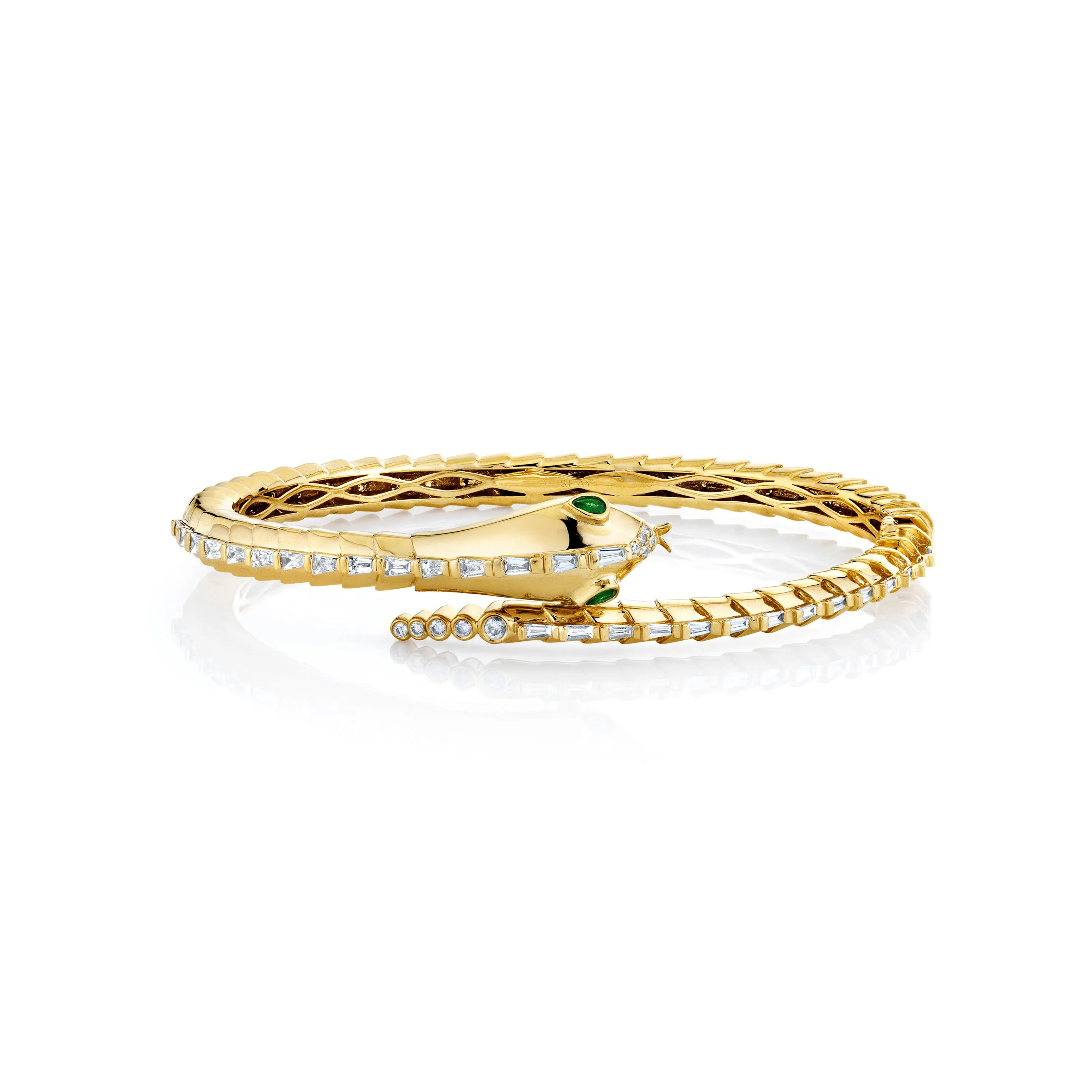 MEN'S DIAMOND & GREEN GARNET SNAKE CUFF