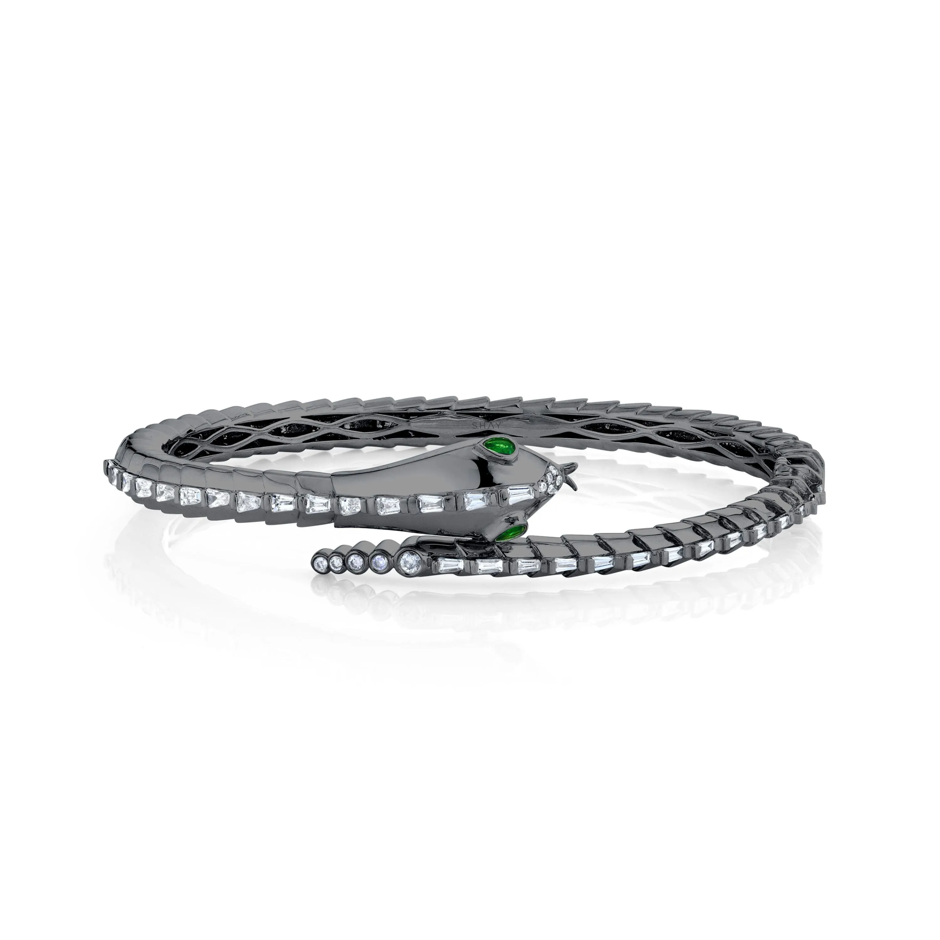 MEN'S DIAMOND & GREEN GARNET SNAKE CUFF