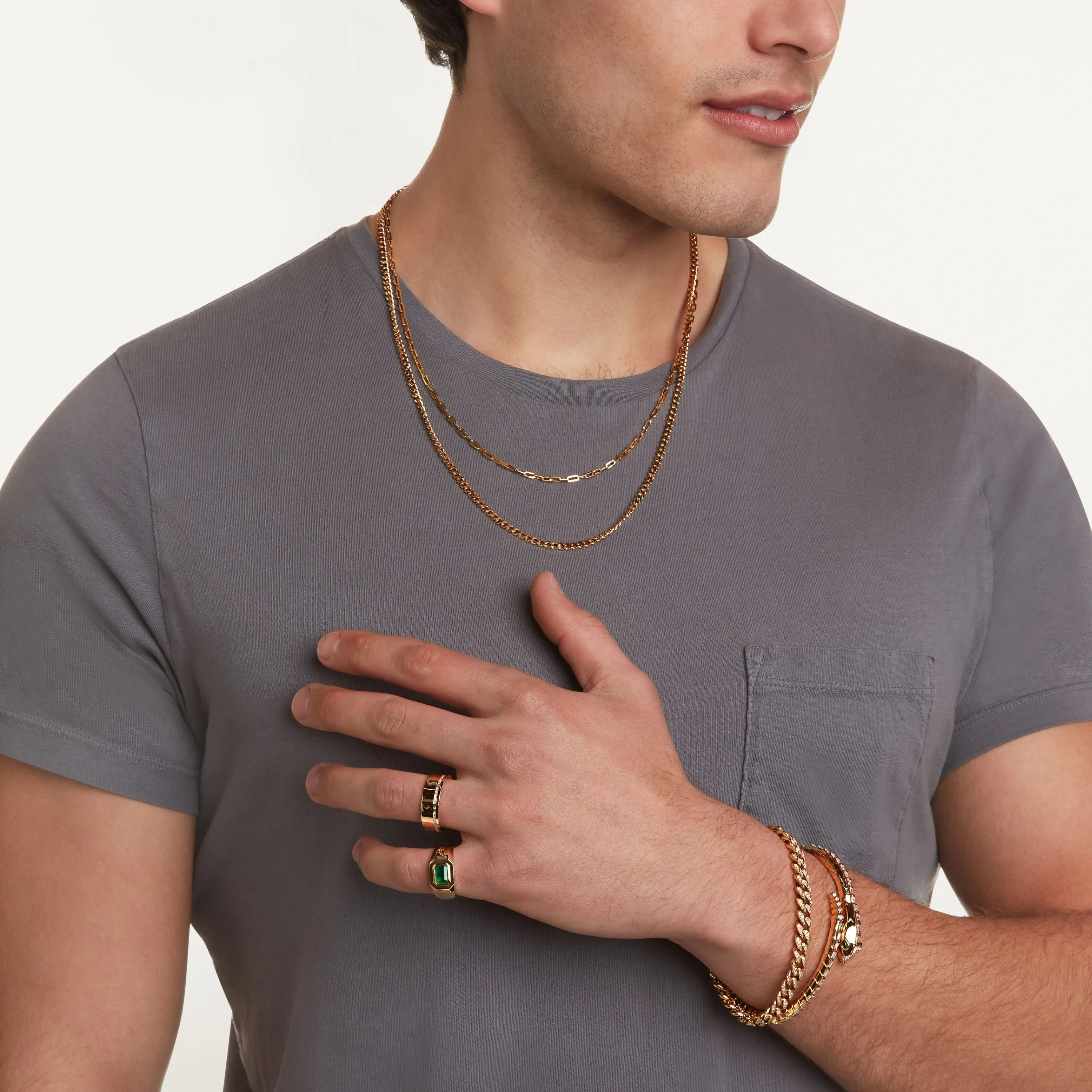 MEN'S DIAMOND & GREEN GARNET SNAKE CUFF