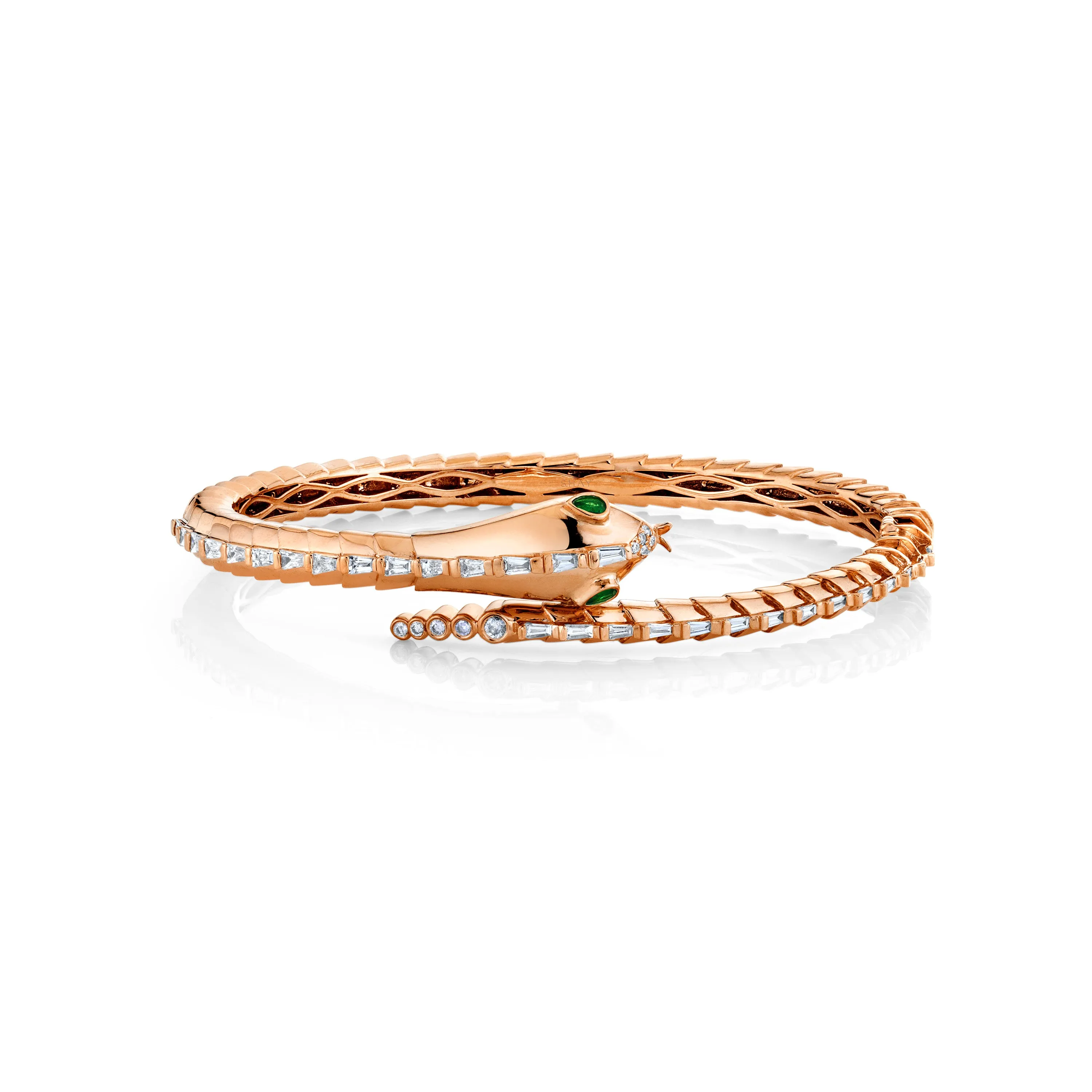 MEN'S DIAMOND & GREEN GARNET SNAKE CUFF