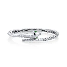 MEN'S DIAMOND & GREEN GARNET SNAKE CUFF