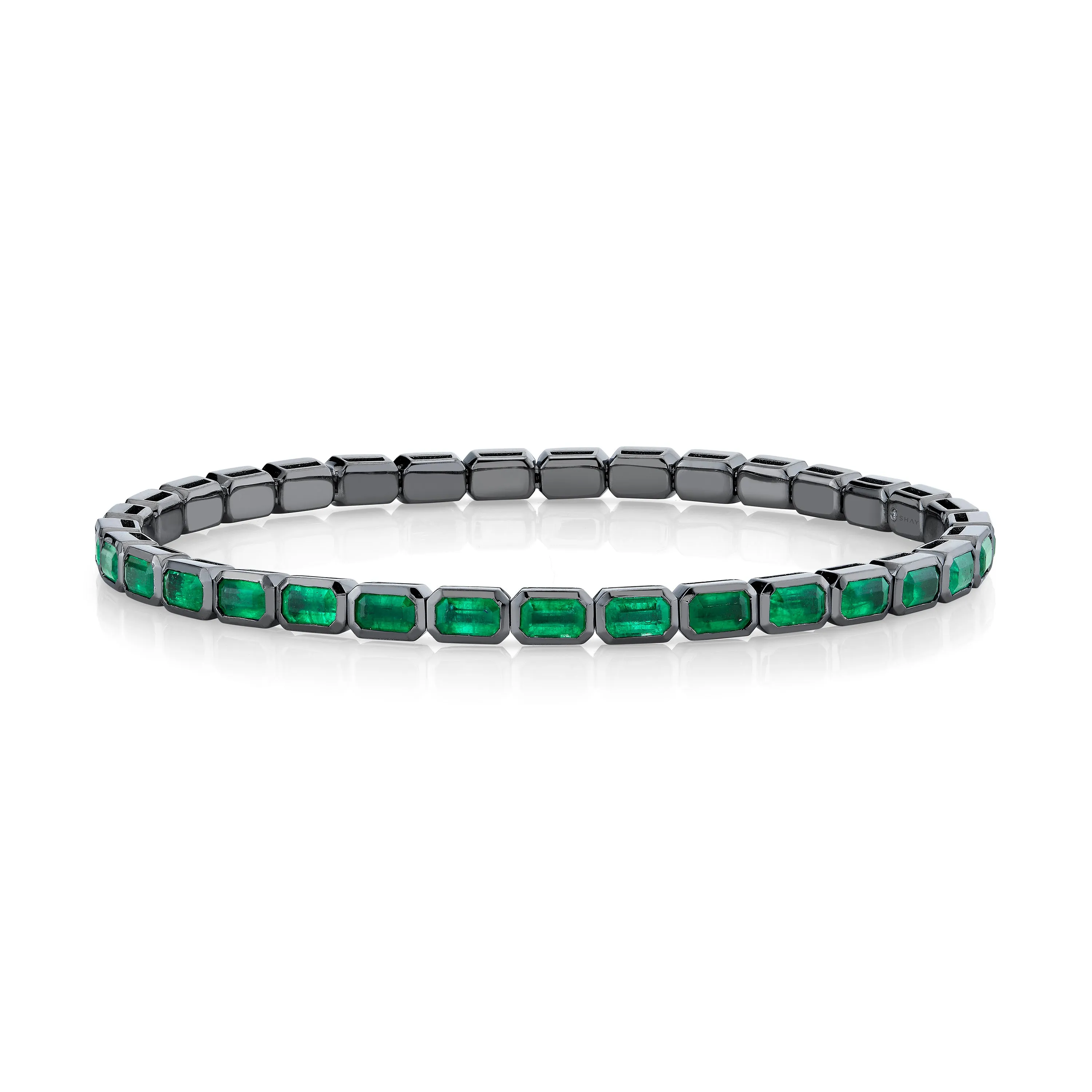 MEN'S EMERALD BEZEL STRETCH BRACELET