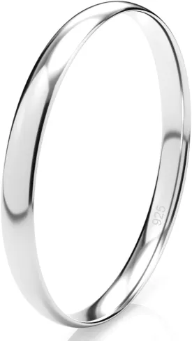 Metal Factory Sterling Silver 2MM High Polish Plain Dome Tarnish Resistant Comfort Fit Wedding Band Ring