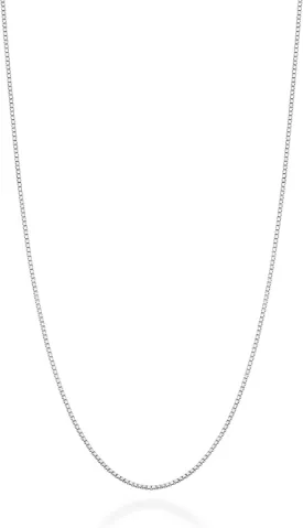 Miabella Italian Sterling Silver or 18K Gold Plated Silver Thin 1mm Box Chain Necklace for Women, Made in Italy