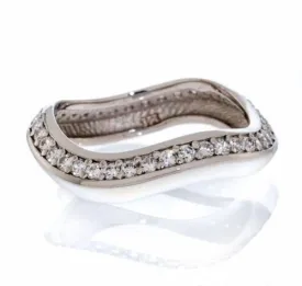 Modern Design Pave Round Cut Cubic Zirconia Channel Set Eternity Band In Sterling Silver