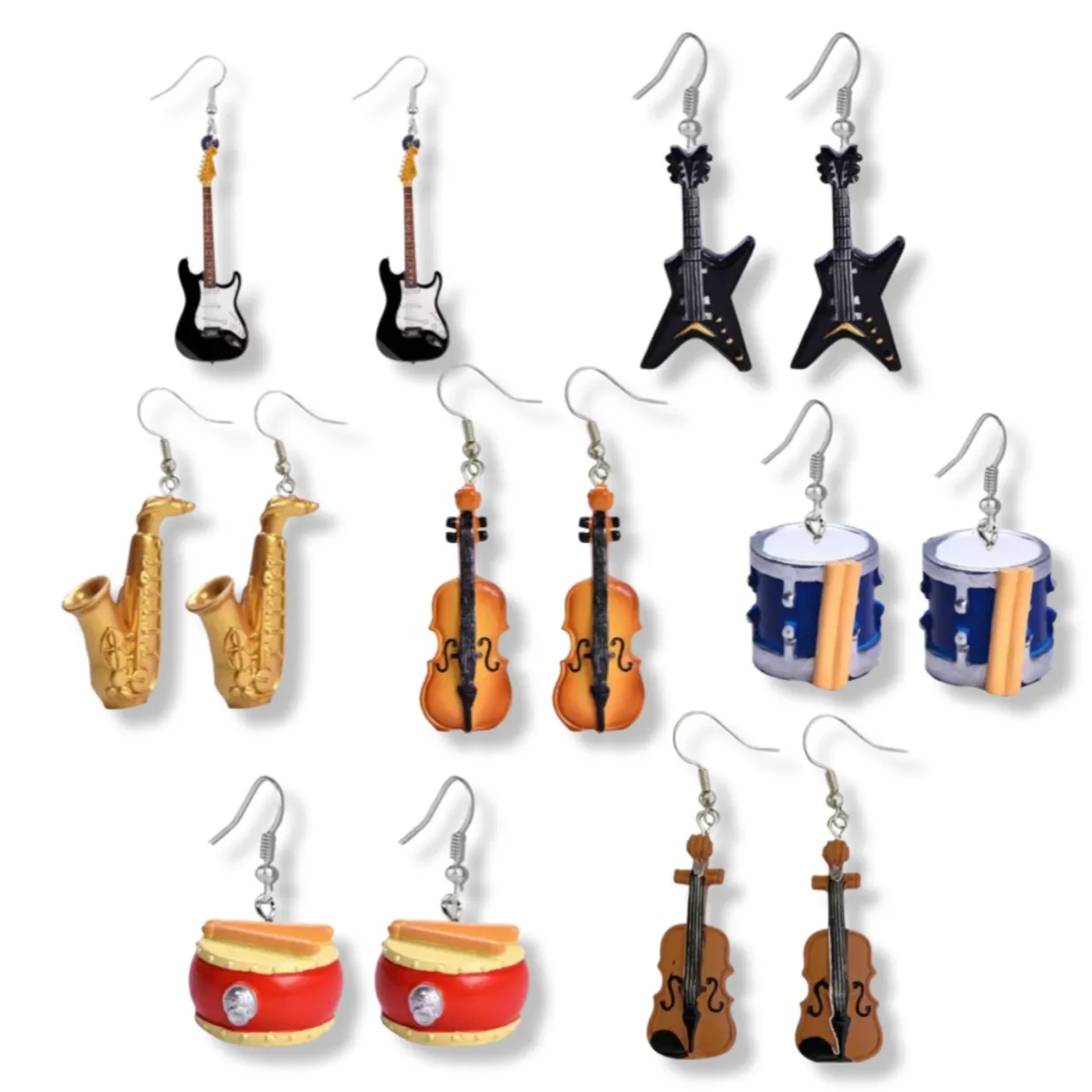 Musical Instrument Earrings - Music Teacher, Handmade Earrings, Music Earrings, Handmade Jewelry, Musician Jewelry, Saxophone Earrings