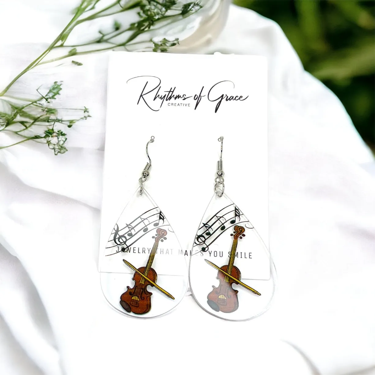Musical Instrument Earrings - Music Teacher, Handmade Earrings, Music Earrings, Handmade Jewelry, Musician Jewelry, Saxophone Earrings