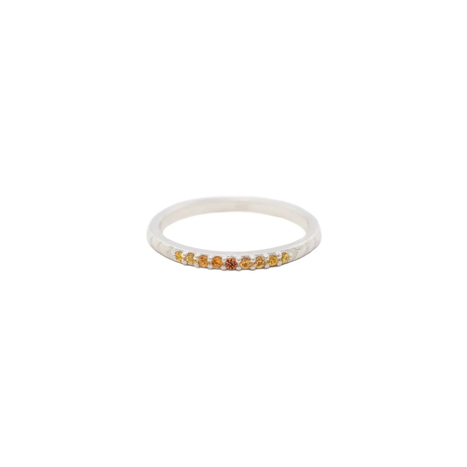 Orange Ombre Sapphire Silver Band