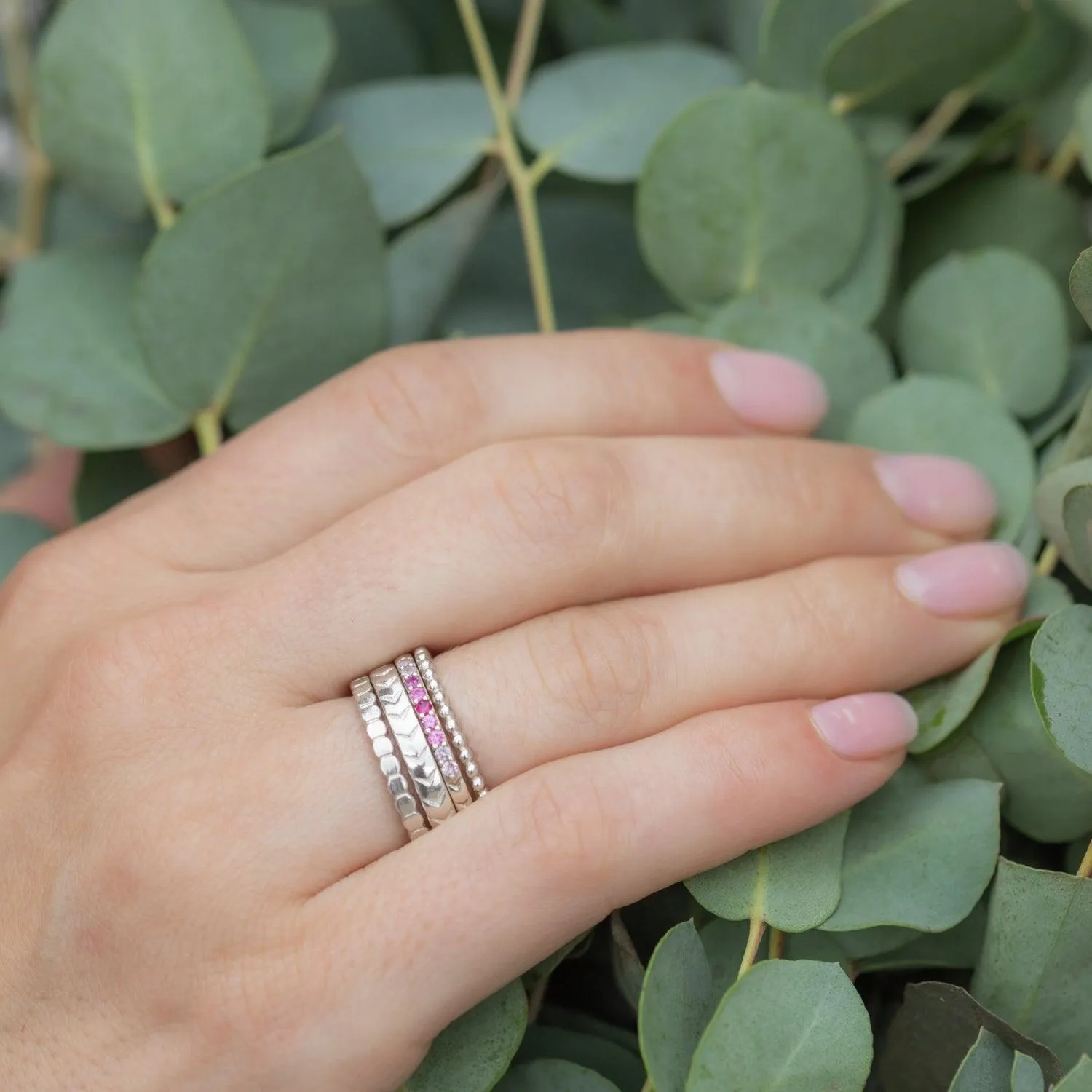Orange Ombre Sapphire Silver Band