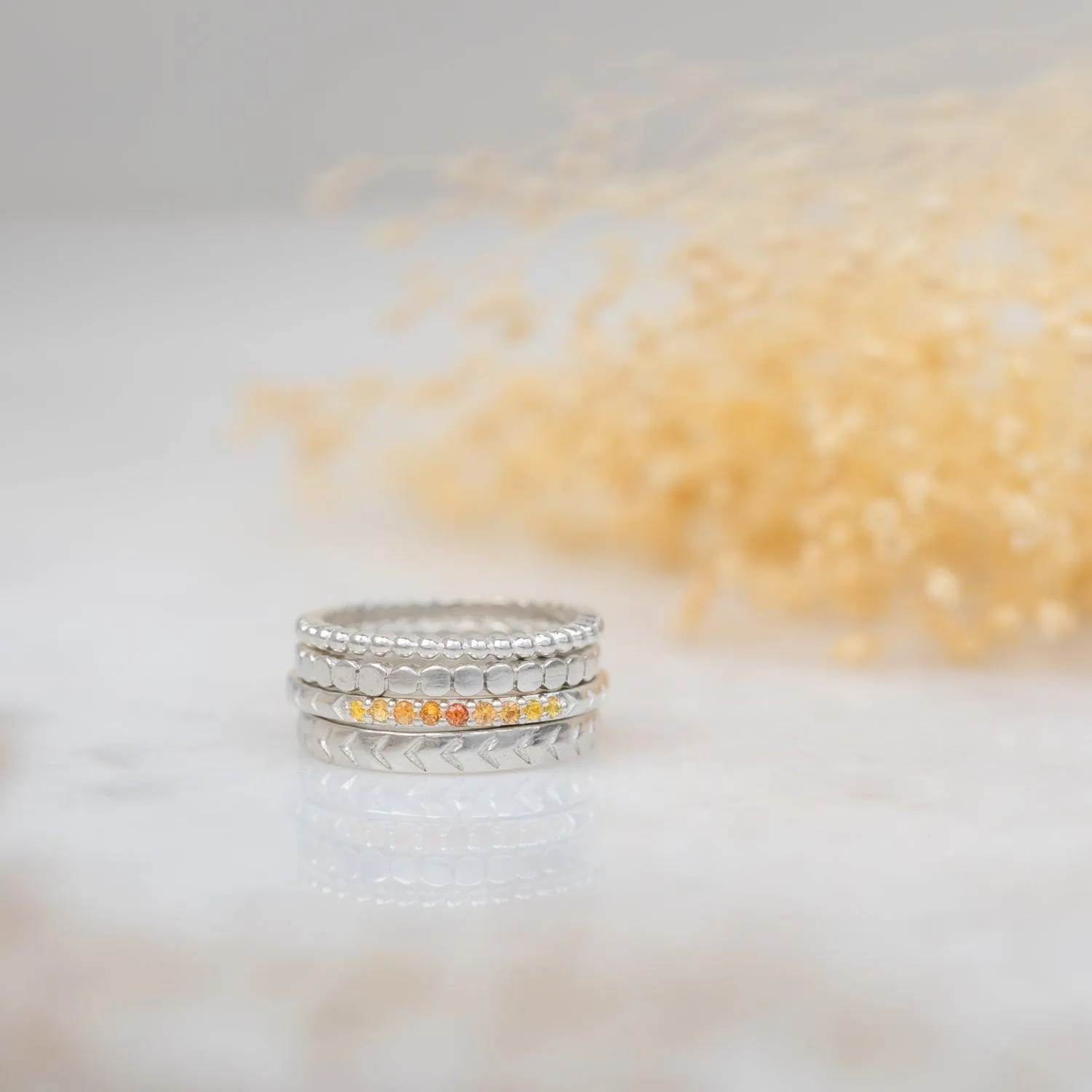 Orange Ombre Sapphire Silver Band