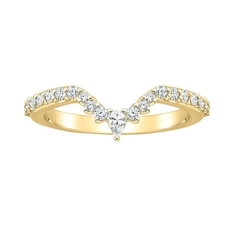 Pear and Round Stackable Curved Engagement Rings