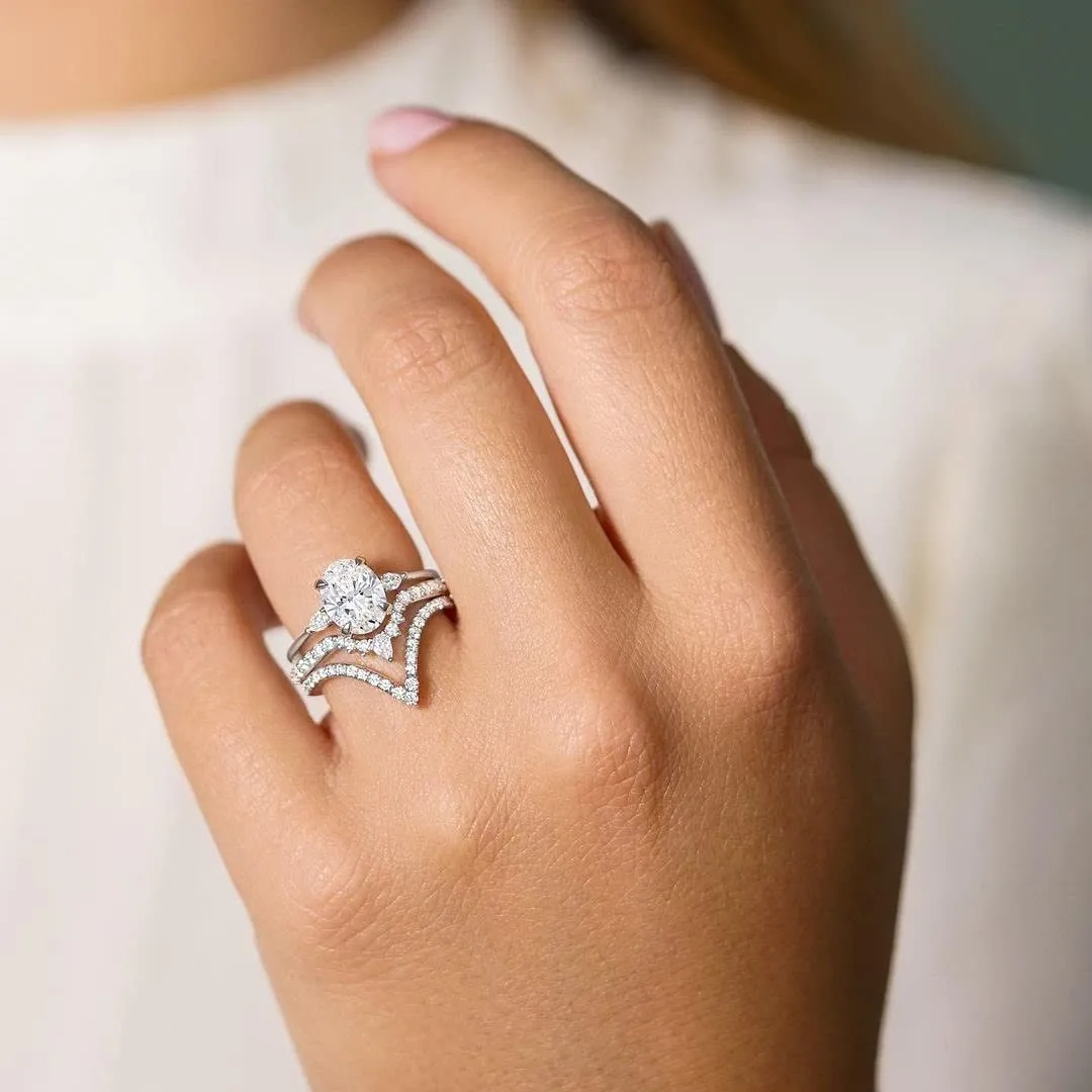 Pear and Round Stackable Curved Engagement Rings