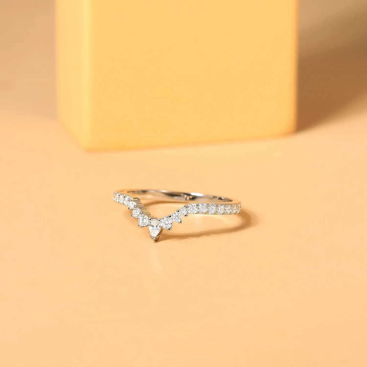 Pear and Round Stackable Curved Engagement Rings