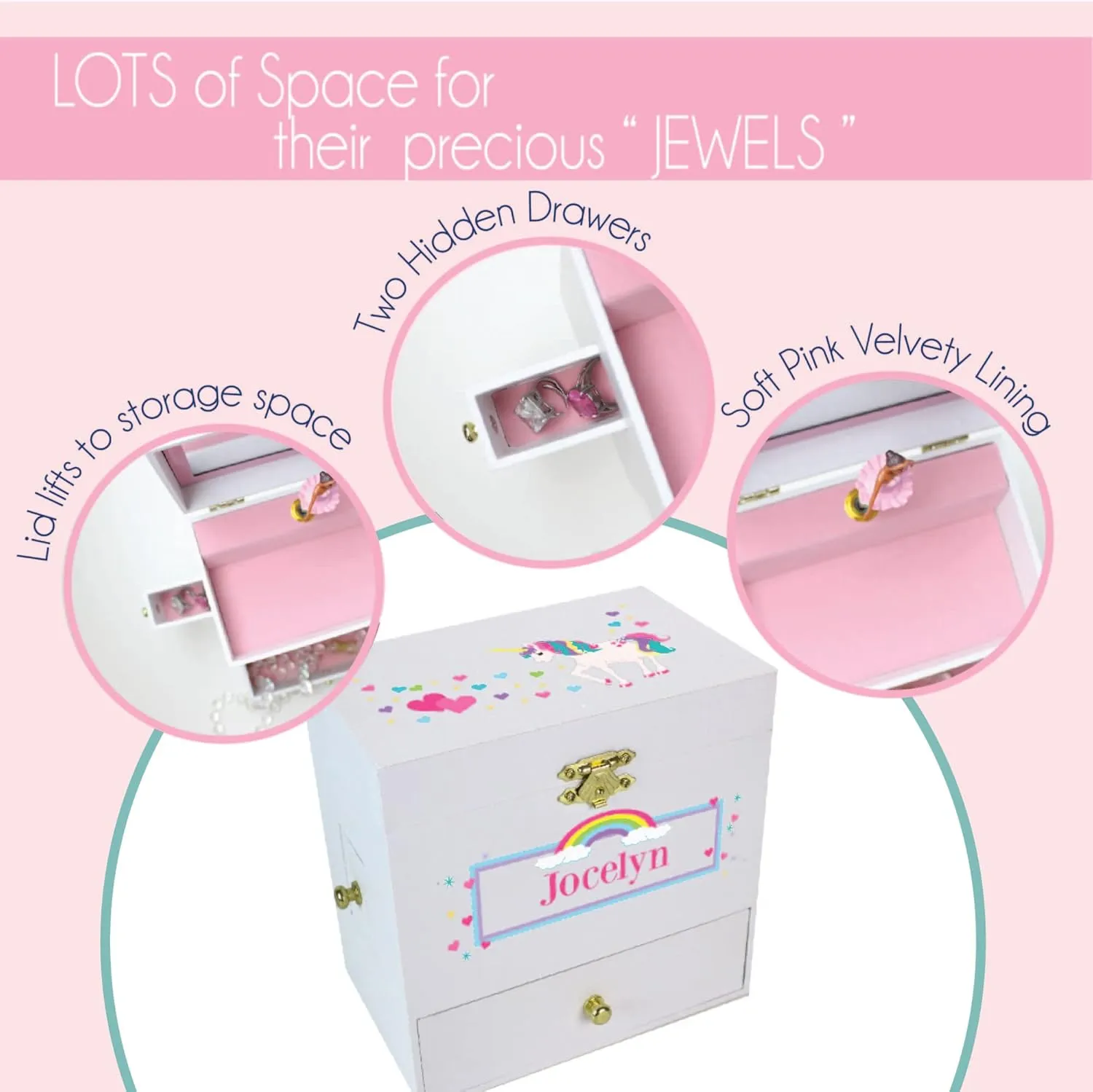Personalized Baptism First Communion Deluxe Ballerina Jewelry Box for Girl's with Cross