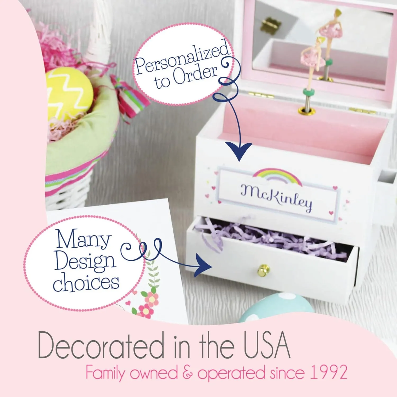 Personalized Baptism First Communion Deluxe Ballerina Jewelry Box for Girl's with Cross