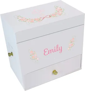 Personalized Baptism First Communion Deluxe Ballerina Jewelry Box for Girl's with Cross