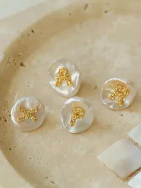 Petal Baroque Pearl Letter Earrings