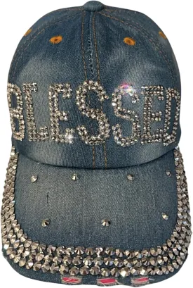 Popfizzy Bedazzled Hat for Women and Girls, Rhinestone Denim and Diamond Hat, Fun Adult Bling Hats, Sparkly Gifts, One Size